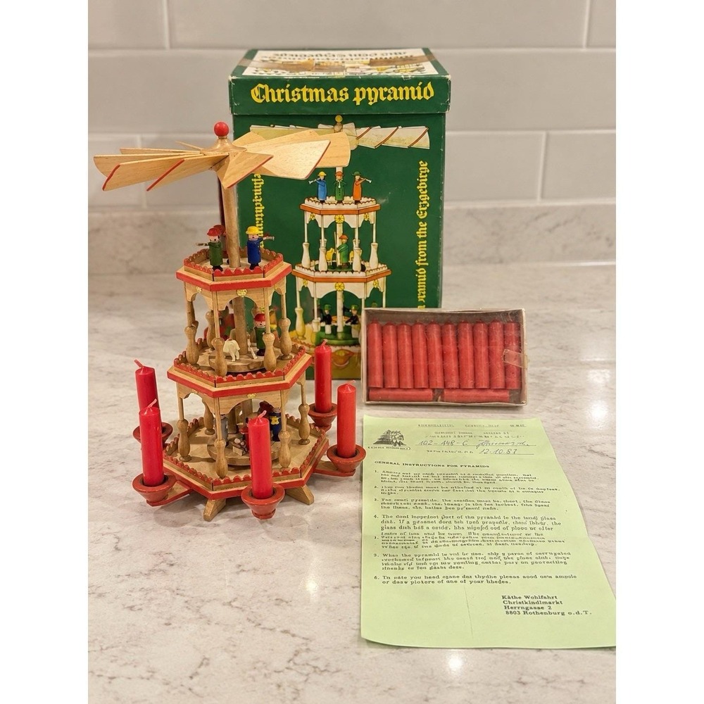 Vintage 1987 GDR Erzgebirge German Christmas Pyramid Candle Carousel Volkskunst